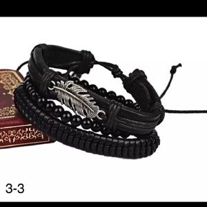 3PCS LOT LEATHER AND BEADS BRACELETS